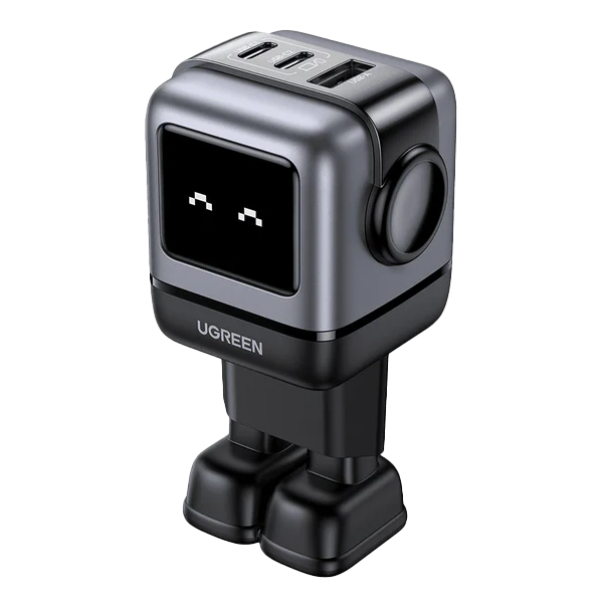 Зарядний пристрій UGREEN CD361 RG 65W USB C Nexode 3-Port Robot GaN Charger Compact (Black)